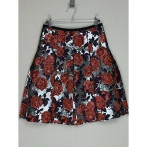J. Crew Floral Midi Skirt - Red and Black